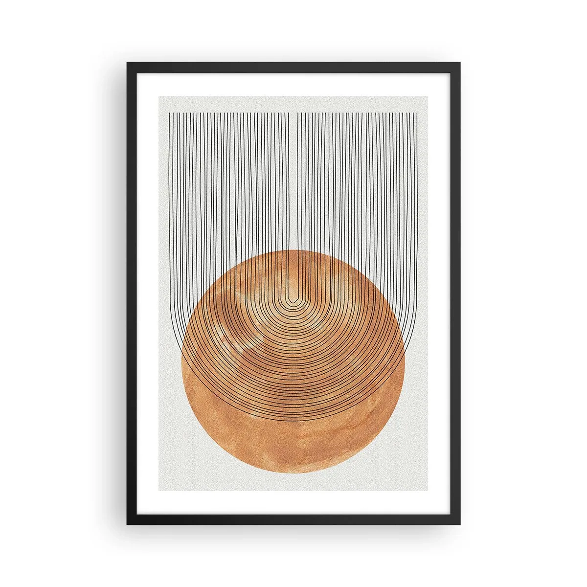 Poster in black frame - Geometric abstraction in earthy tones - 50x70cm - Sunny Composition - Modern wall decoration for the living room and bedroom ARTTOR