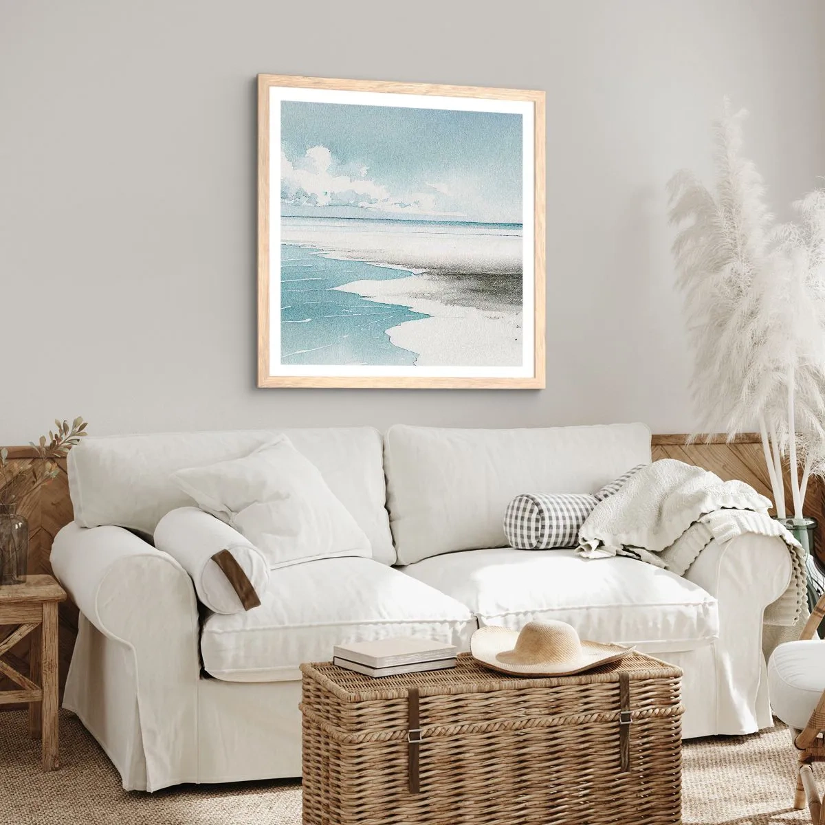 Poster in light oak frame - Gentle Tide - 30x30 cm