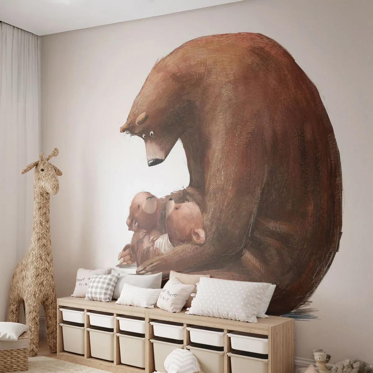 Photo Wallpaper Premium Sand - Sweet Dreams, Kids - For children, Bear, Family - 400x280 cm