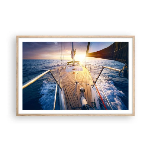 Poster in light oak frame - Running on Waves - 91x61 cm