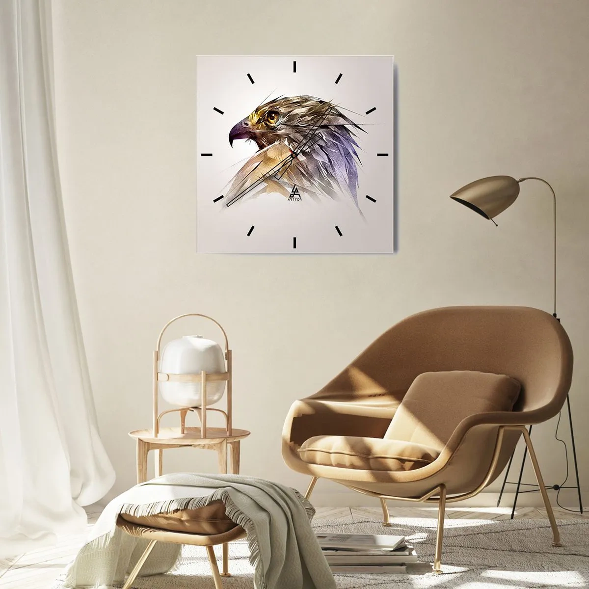 Wall clock - Clock on glass - Portrait of a Warrior - 40x40 cm