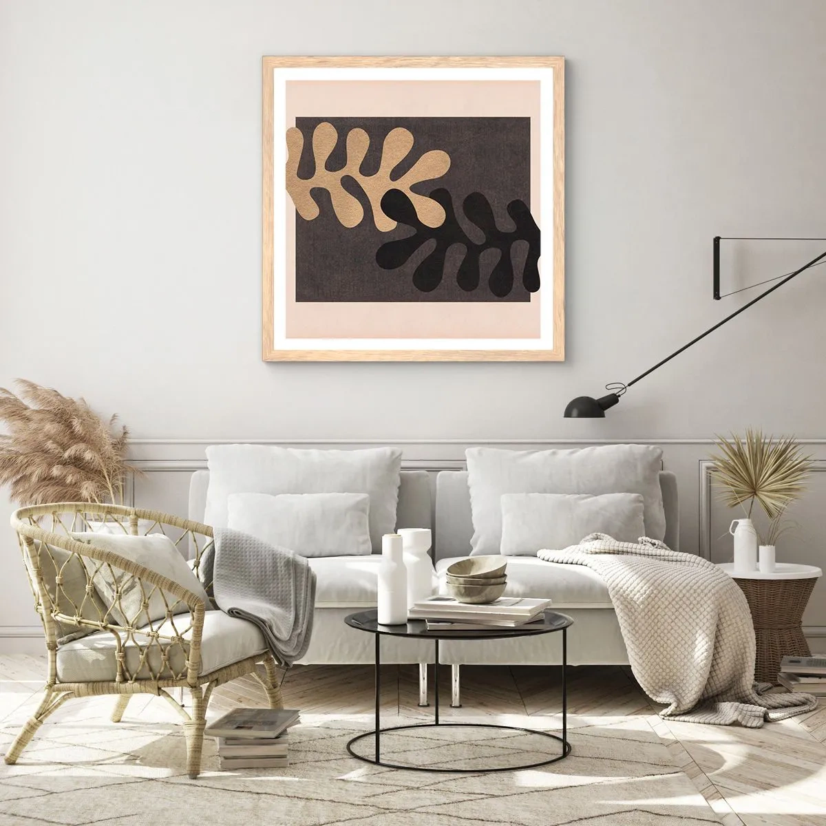 Poster in light oak frame - Absence and Completion - 50x50 cm