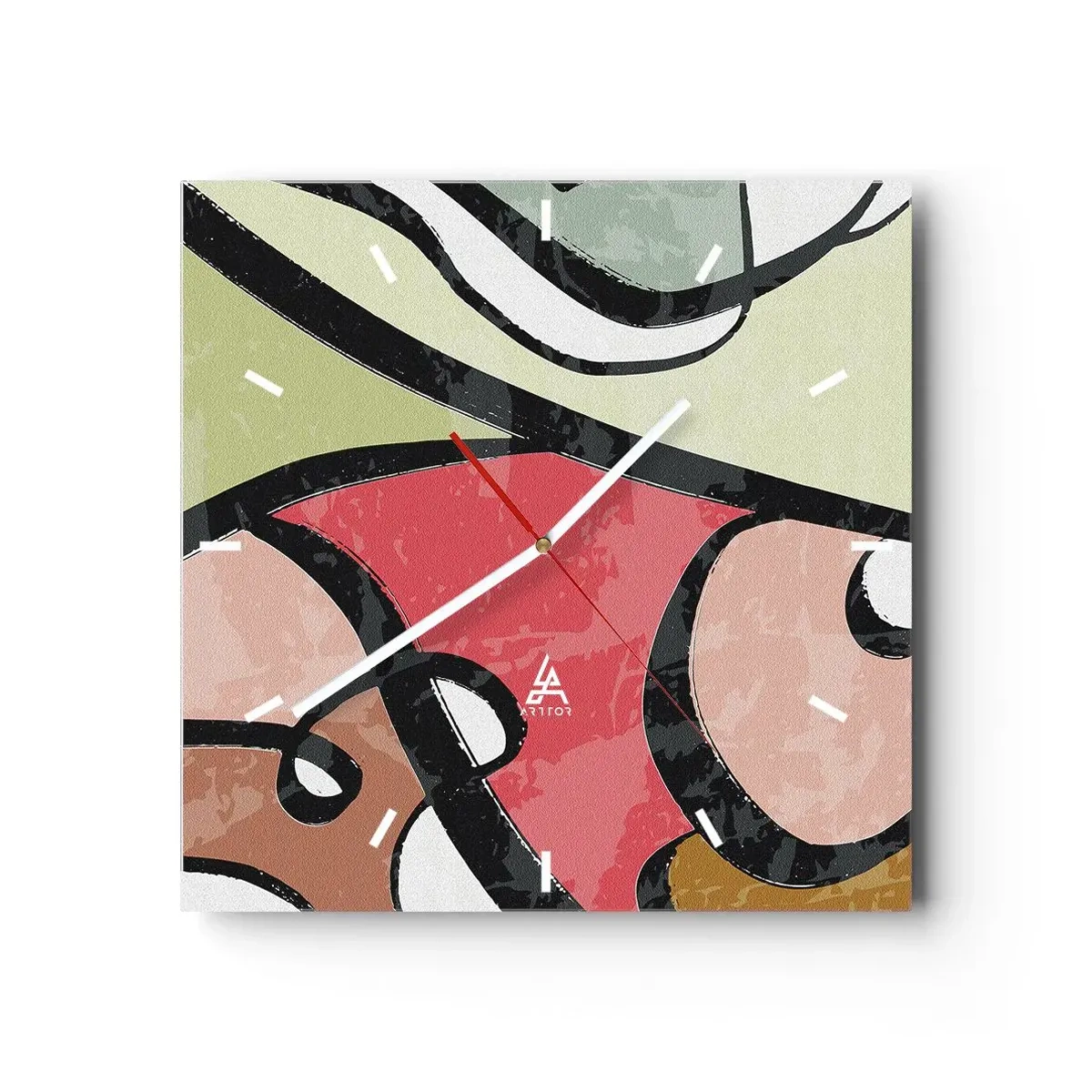 Wall clock - Clock on glass - Pirouettes Among Colours - 40x40 cm