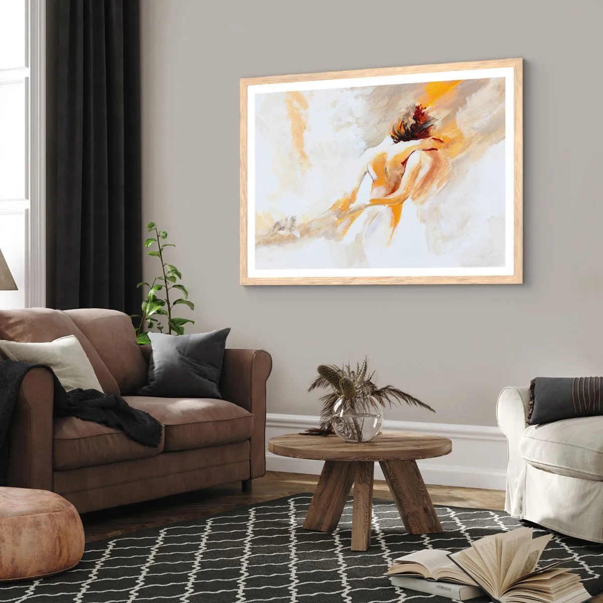 Poster in light oak frame - Heavenly Embrace - 91x61 cm