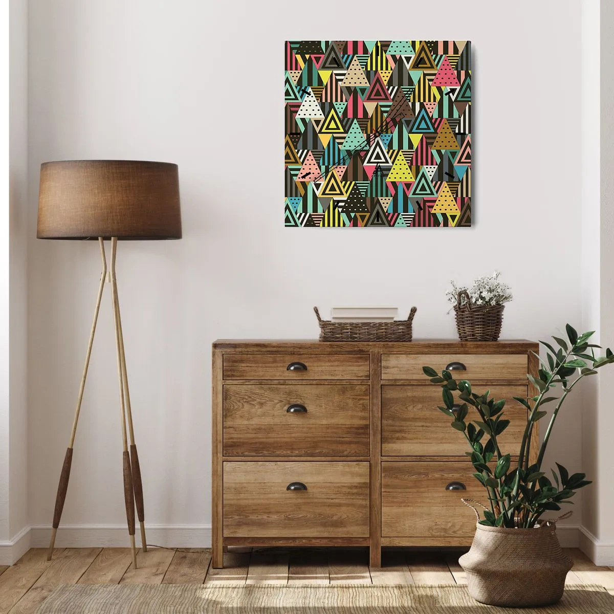 Wall clock - Clock on glass - In Rhythm on Three - 30x30 cm