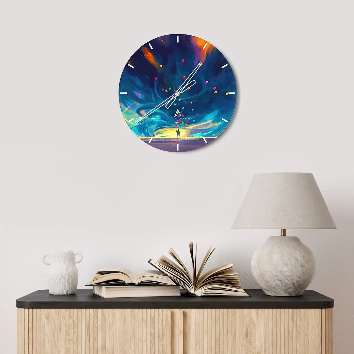 Wall clock - Clock on glass - On Blue Wind - 30x30 cm