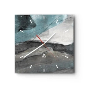 Wall clock - Clock on glass - Abstract: Rocks and Ice - 40x40 cm