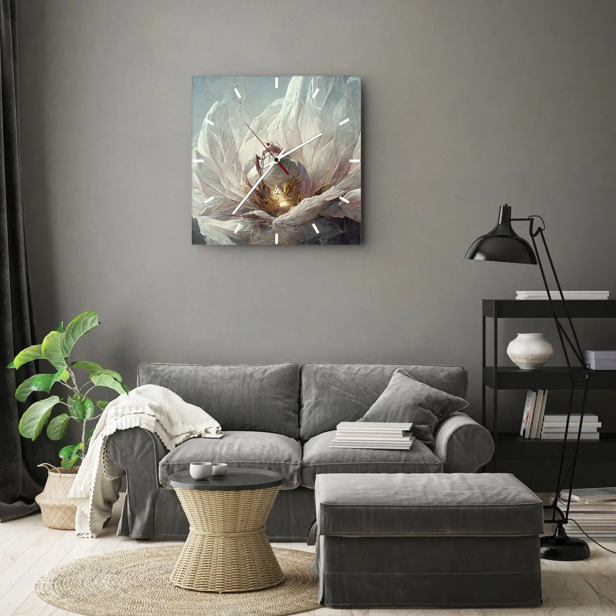 Wall clock - Clock on glass - It Blooms Once Every Hunderd Years - 40x40 cm