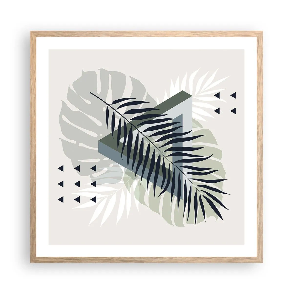 Poster in light oak frame - Nature and Geometry - Two Orders? - 60x60 cm