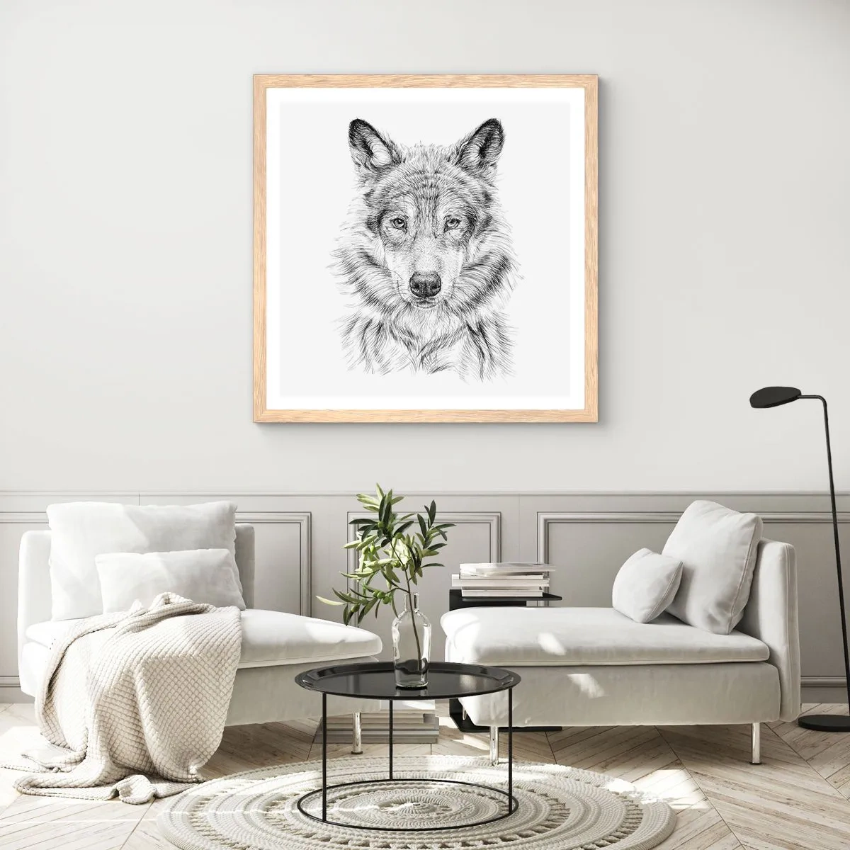 Poster in light oak frame - Born Leader - 60x60 cm