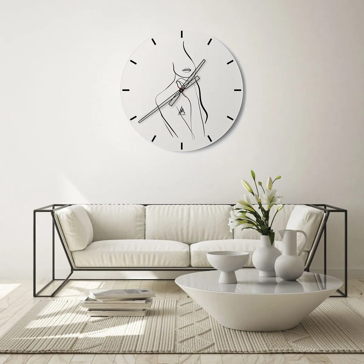 Wall clock - Clock on glass - Wave of Melancholy - 40x40 cm