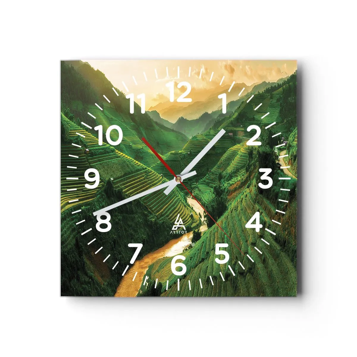 Wall clock - Clock on glass - Vietnamese Valley - 30x30 cm