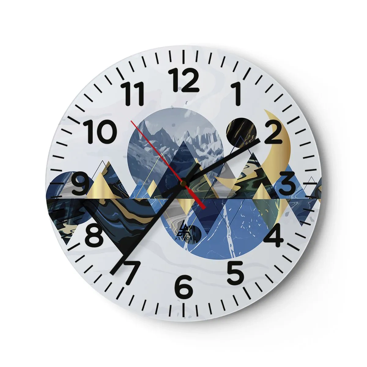 Wall clock - Clock on glass - Geometrical Landscape - 40x40 cm