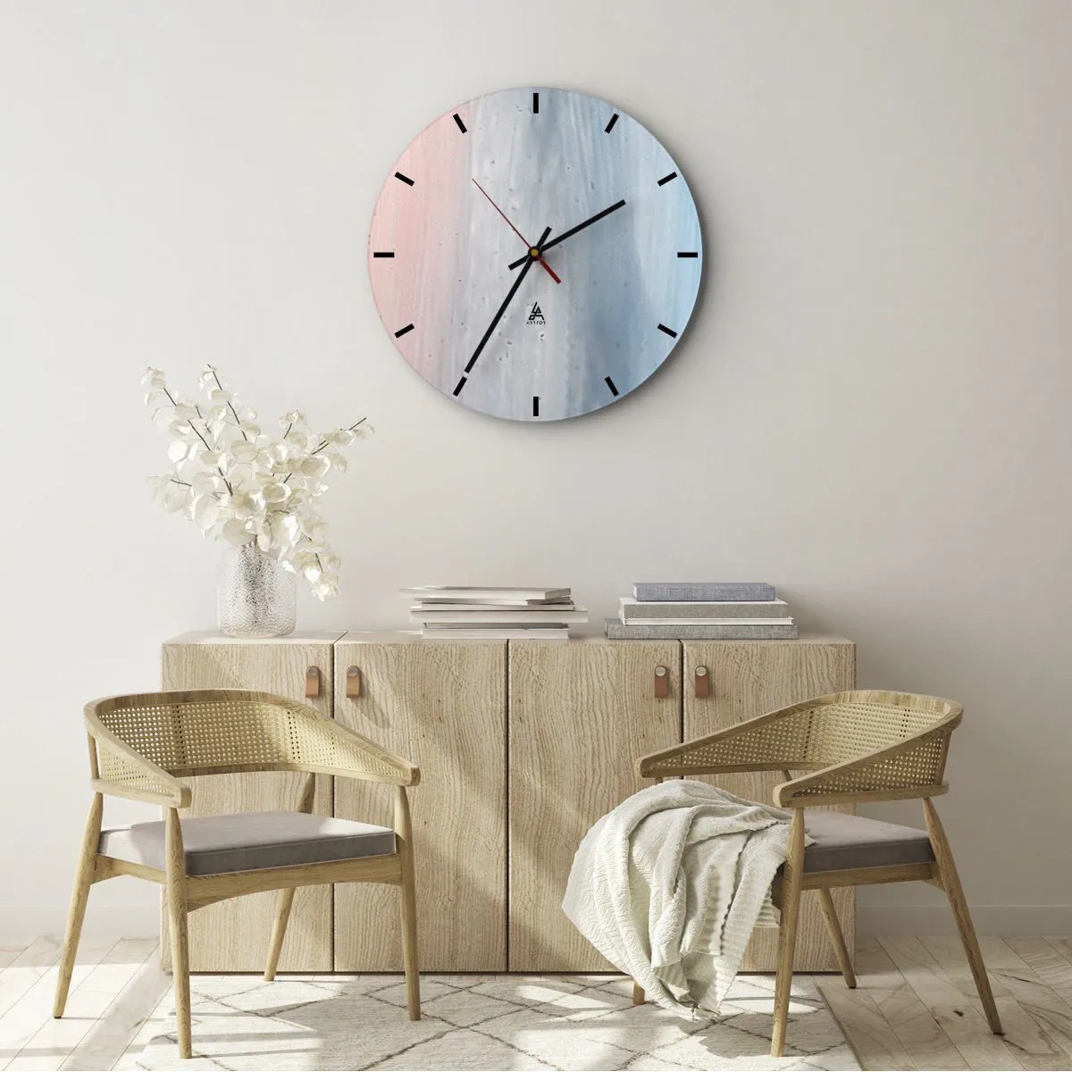 Wall clock - Clock on glass - Elements: Air - 40x40 cm