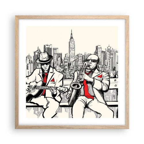 Poster in light oak frame - New York Improvisation - 50x50 cm