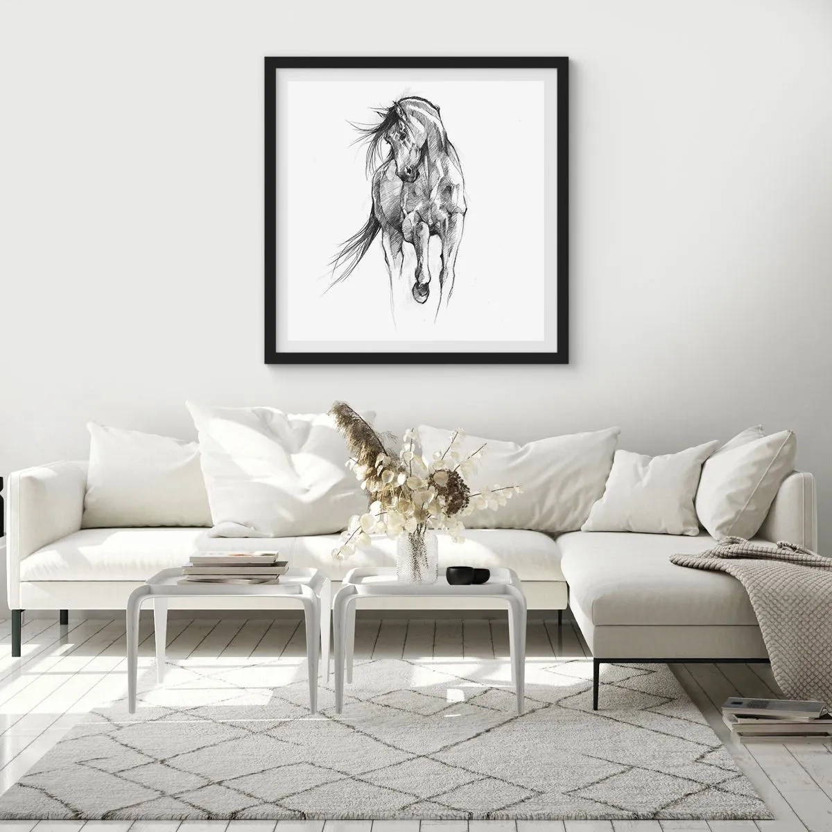 Poster in black frame - In a Graceful Trot - 50x50 cm