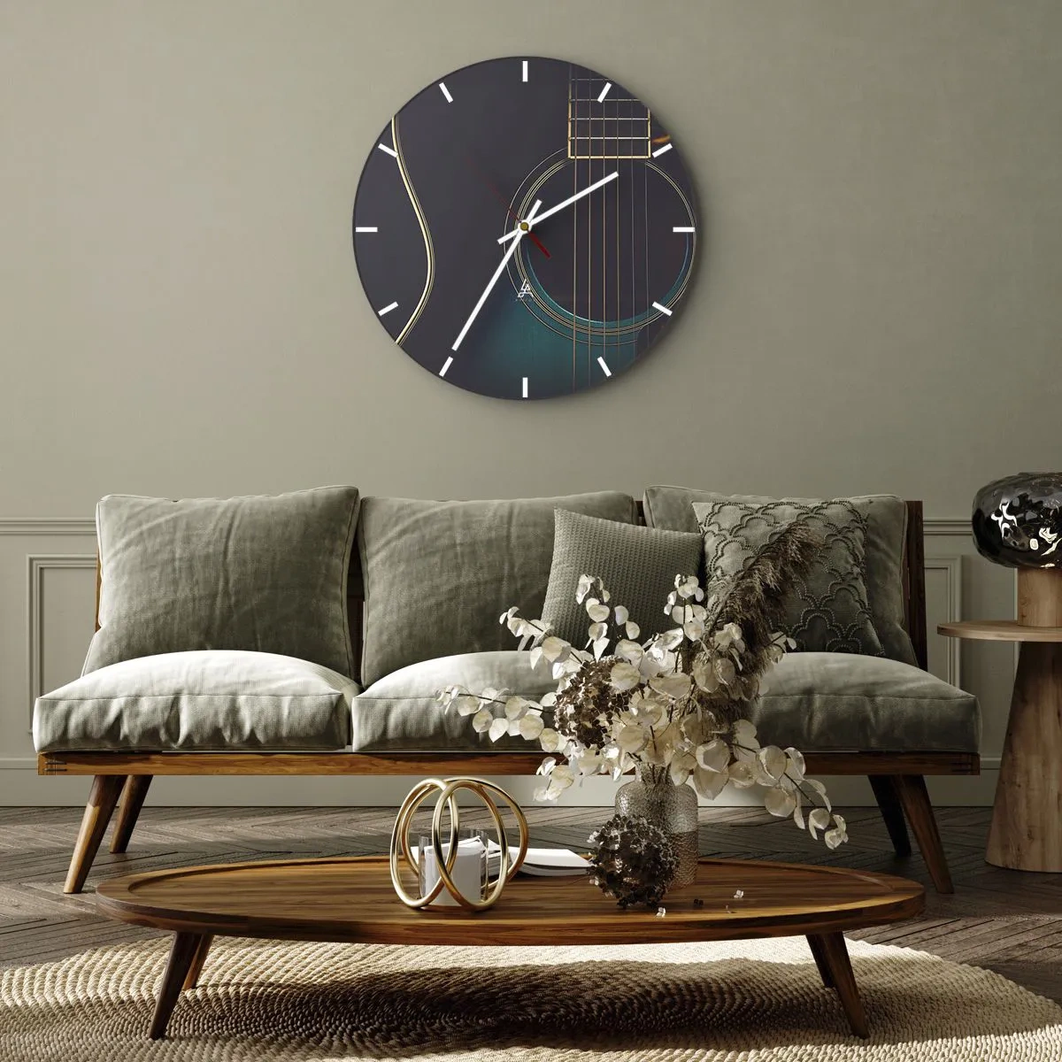 Wall clock - Clock on glass - A Moment Before It Sounds - 40x40 cm