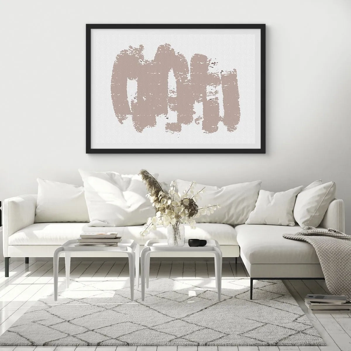 Poster in black frame - Abstract in Delicate Pink - 91x61 cm