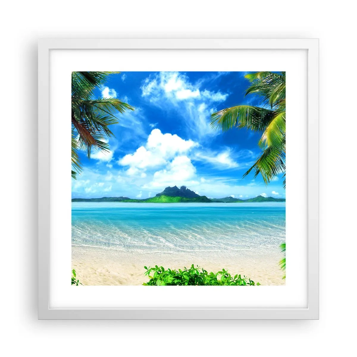 Poster in white frmae - Blue Tropics - 40x40 cm