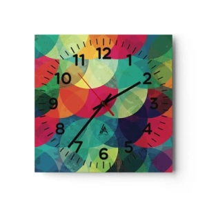 Wall clock - Clock on glass - Into the Rainbow - 30x30 cm