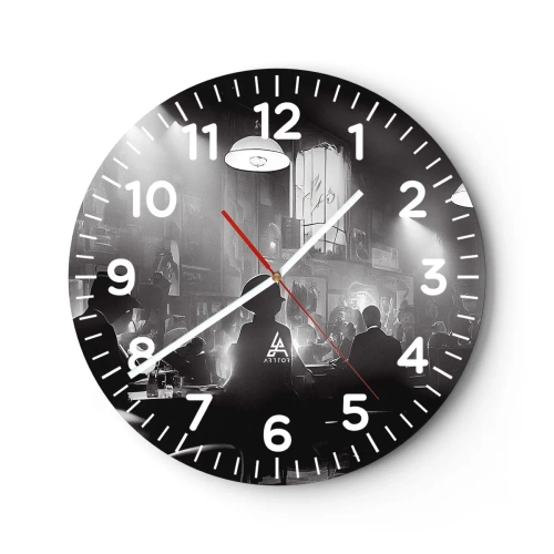 Wall clock - Clock on glass - In Jazz Ambiance - 30x30 cm