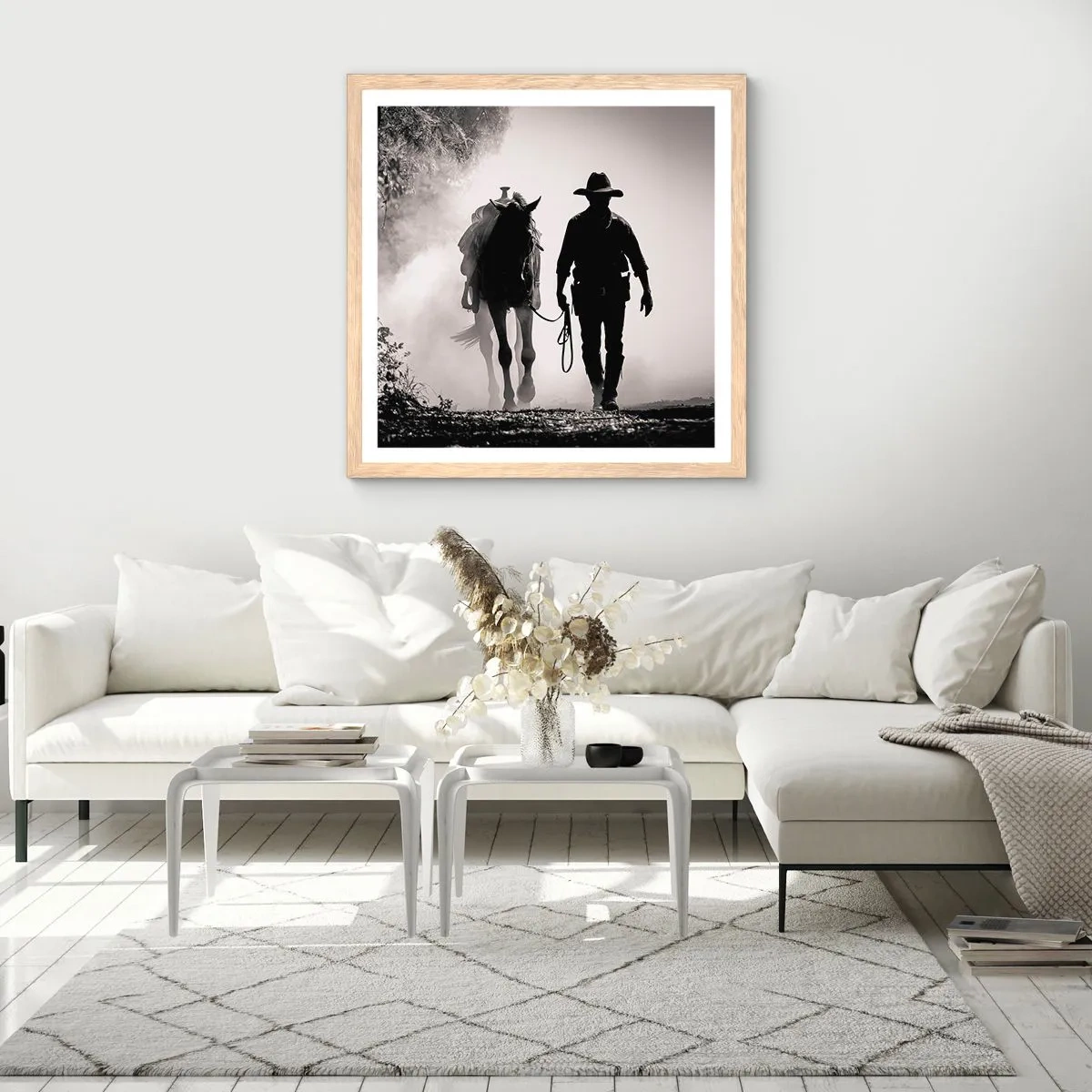 Poster in light oak frame - Texan Morning - 40x40 cm