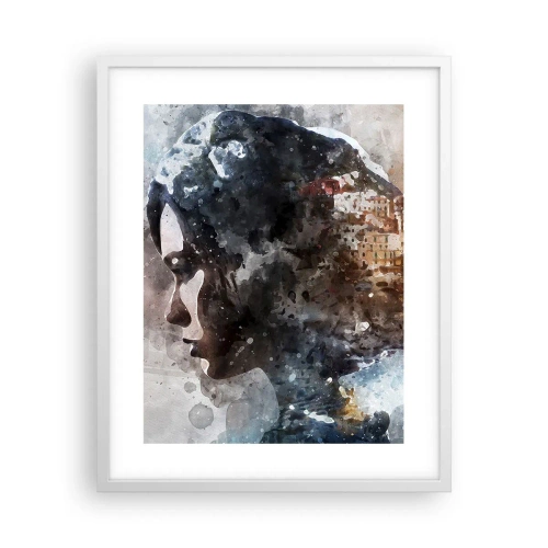 Poster in white frmae - Tale about a Girl with a City in the Background - 40x50 cm