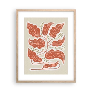 Poster in light oak frame - Folk and Coral - 40x50 cm