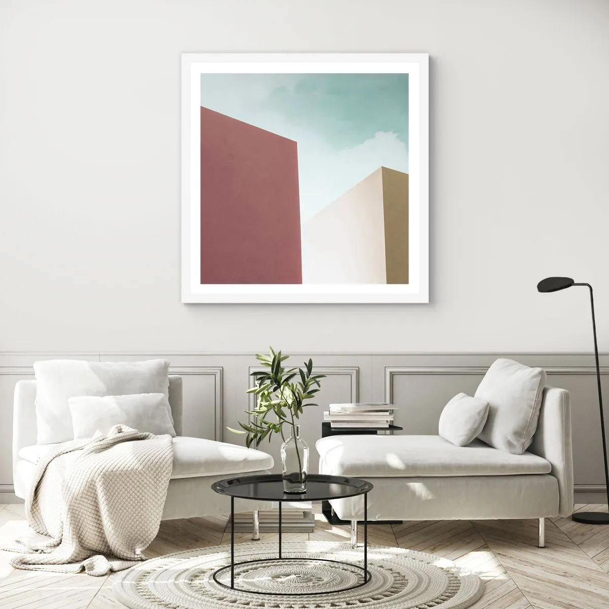 Poster in white frmae - Geometry of a Sunny summer - 60x60 cm