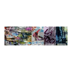 Photo Wallpaper Sample Self-Adhesive Deluxe Sticker - Collage of Memories - Graffiti, Mural, Modern Pattern - 100x30 cm