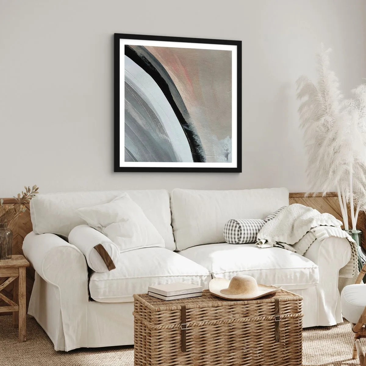 Poster in black frame - Composition: Arc of Black and Grey - 60x60 cm