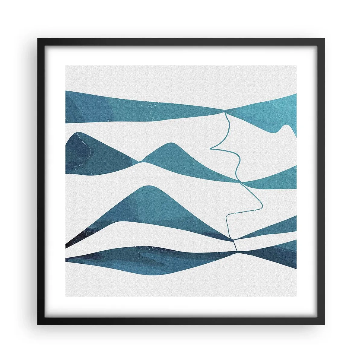 Poster in black frame - Abstract: Turquoise Relation - 50x50 cm