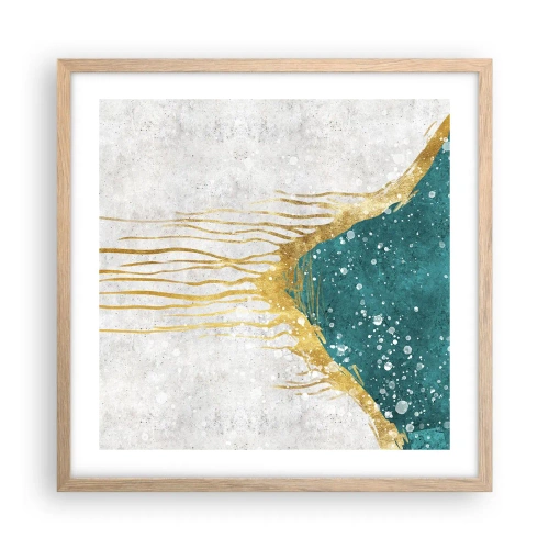 Poster in light oak frame - Golden Tide - 50x50 cm