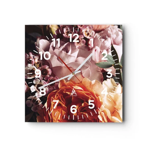 Wall clock - Clock on glass - Wrapped by Beauty - 40x40 cm
