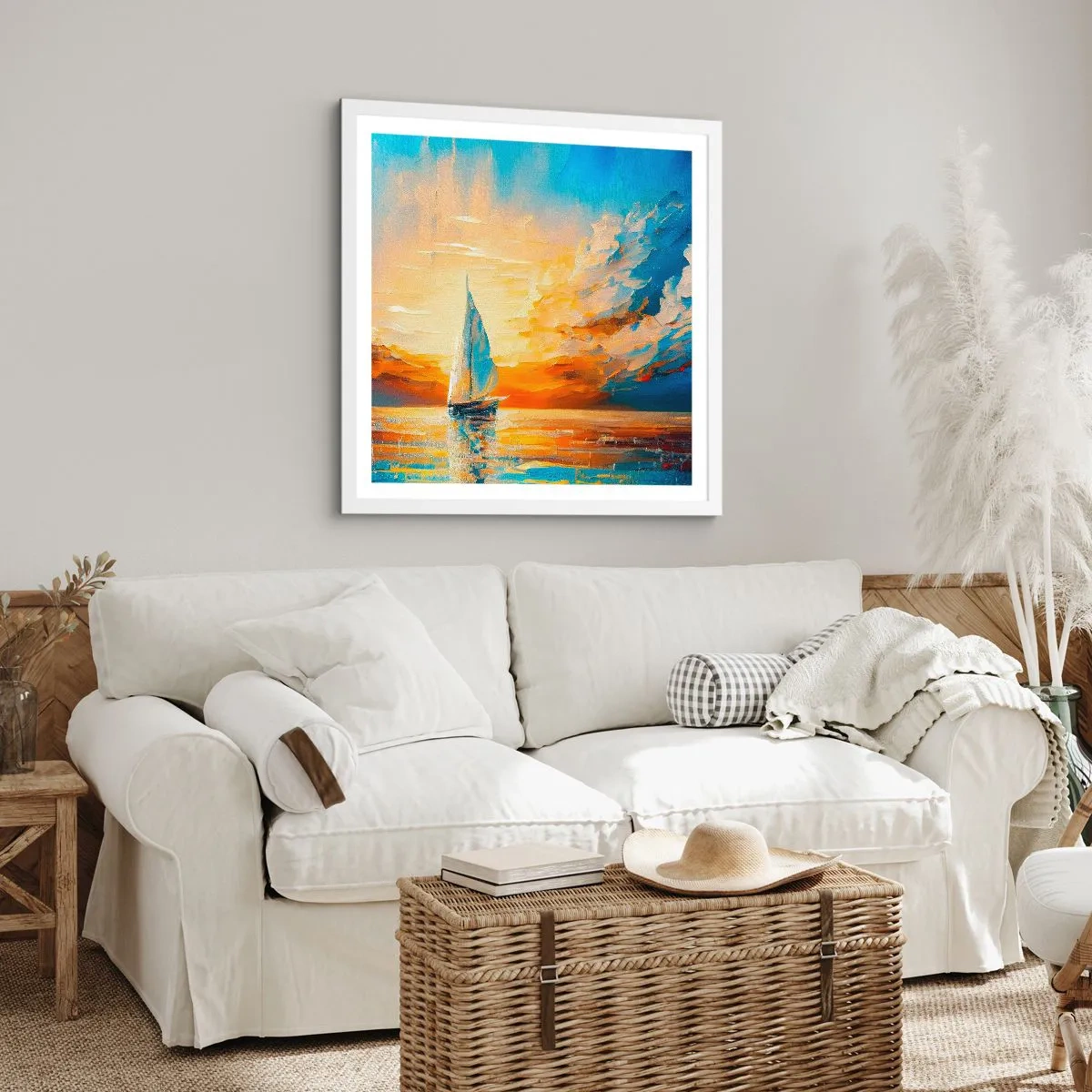 Poster in white frmae - Sailing in Gold - 60x60 cm