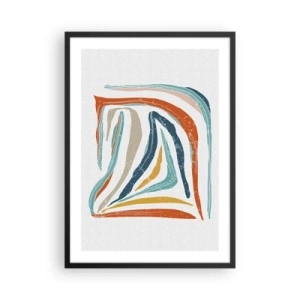 Poster in black frame - Colorful abstraction with organic lines - 50x70cm - Abstract with a Friendly Smile - Modern wall decoration for the living room and bedroom ARTTOR