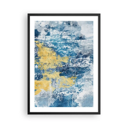 Poster in black frame - Abstract composition of blue and gold in texture - 50x70cm - Abstract Full of Optimism - Modern wall decoration for the living room and bedroom ARTTOR