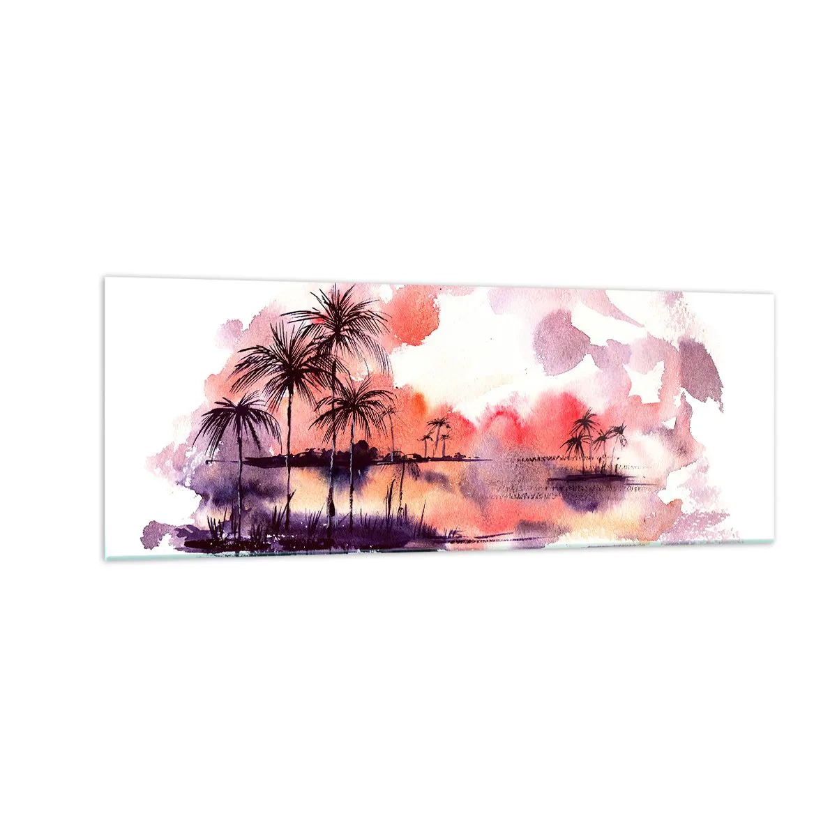 Glass picture - Peace of Tropics in Red - 140x50 cm