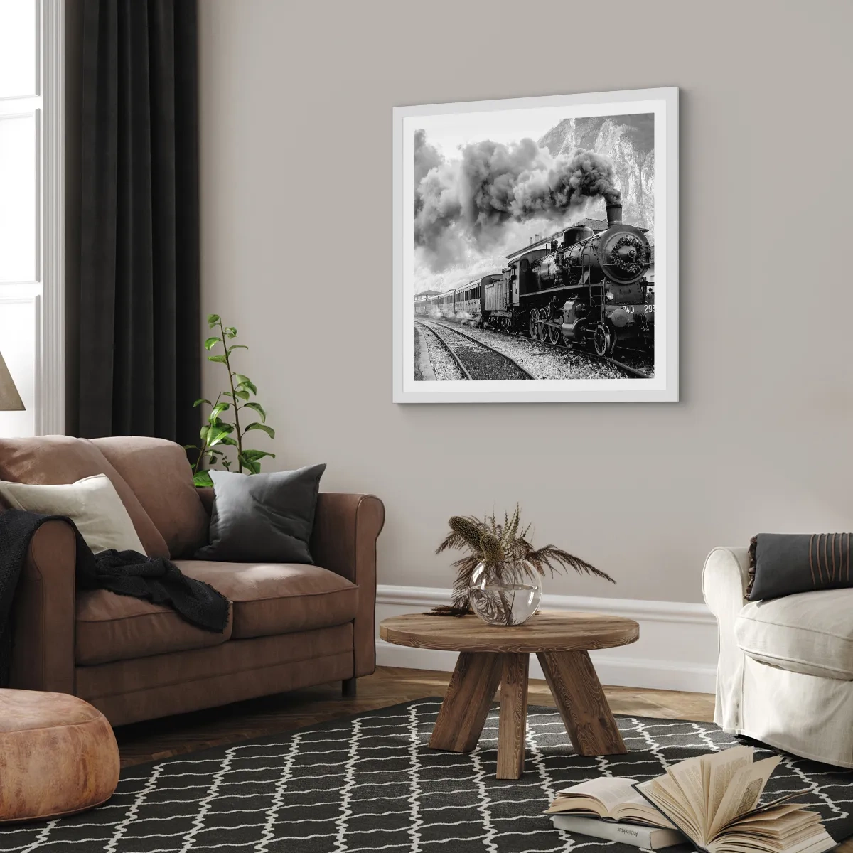 Poster in white frmae - Standing at the Station... - 30x30 cm