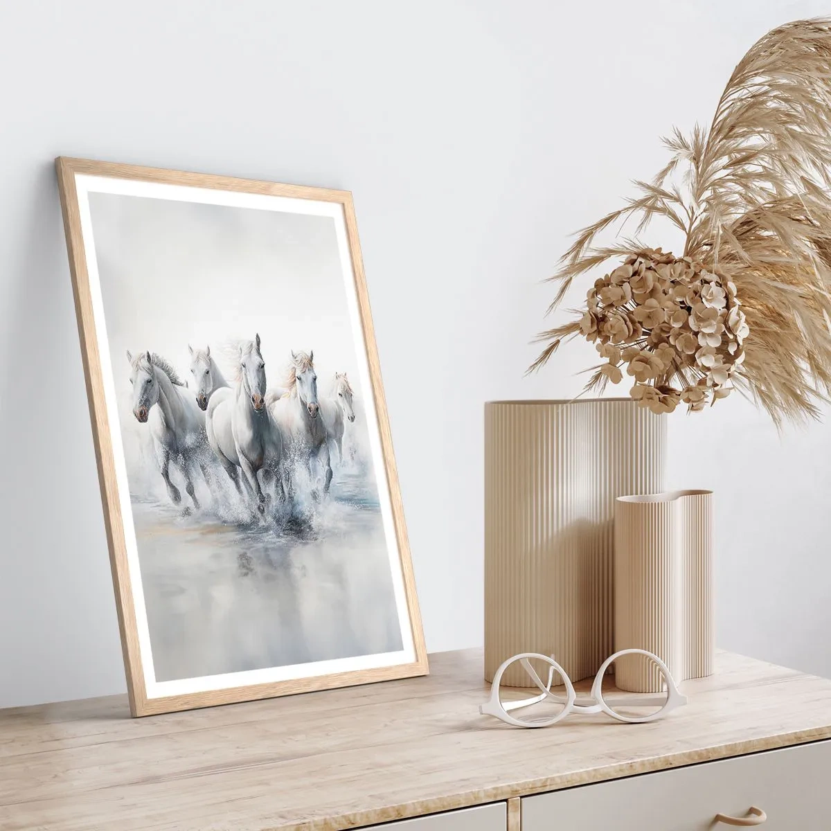 Poster in light oak frame - White Magic - 40x50 cm