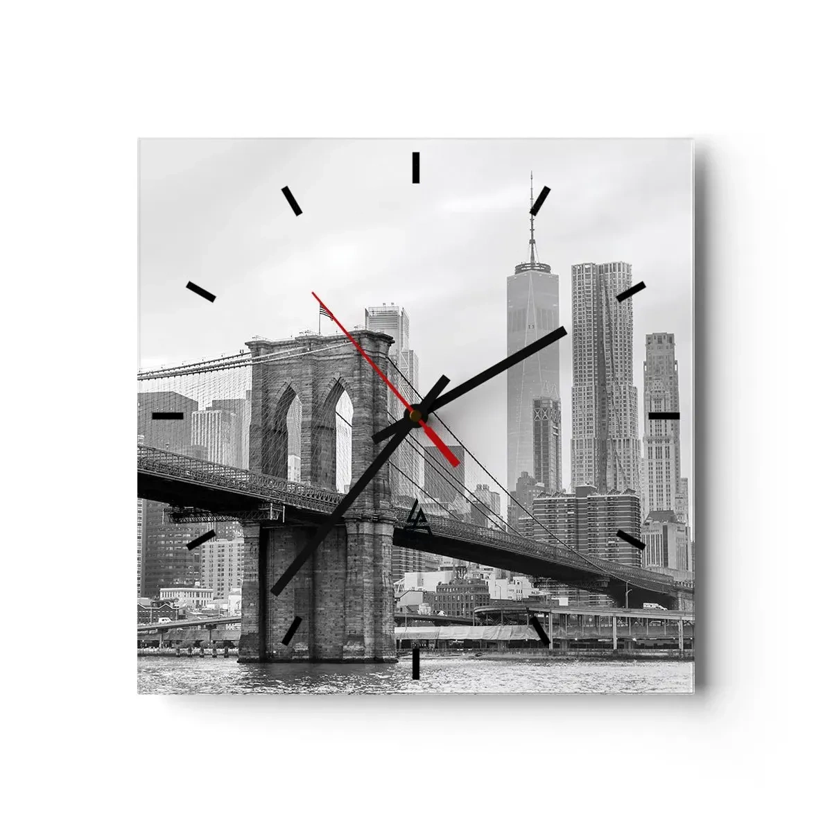 Wall clock - Clock on glass - New York Style  - 40x40 cm