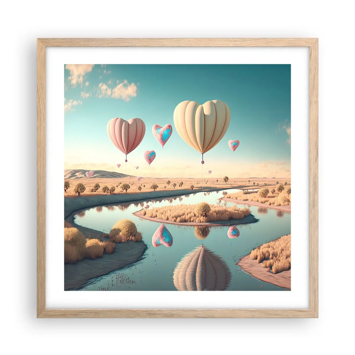 Poster in light oak frame - Love Lifts You up - 50x50 cm