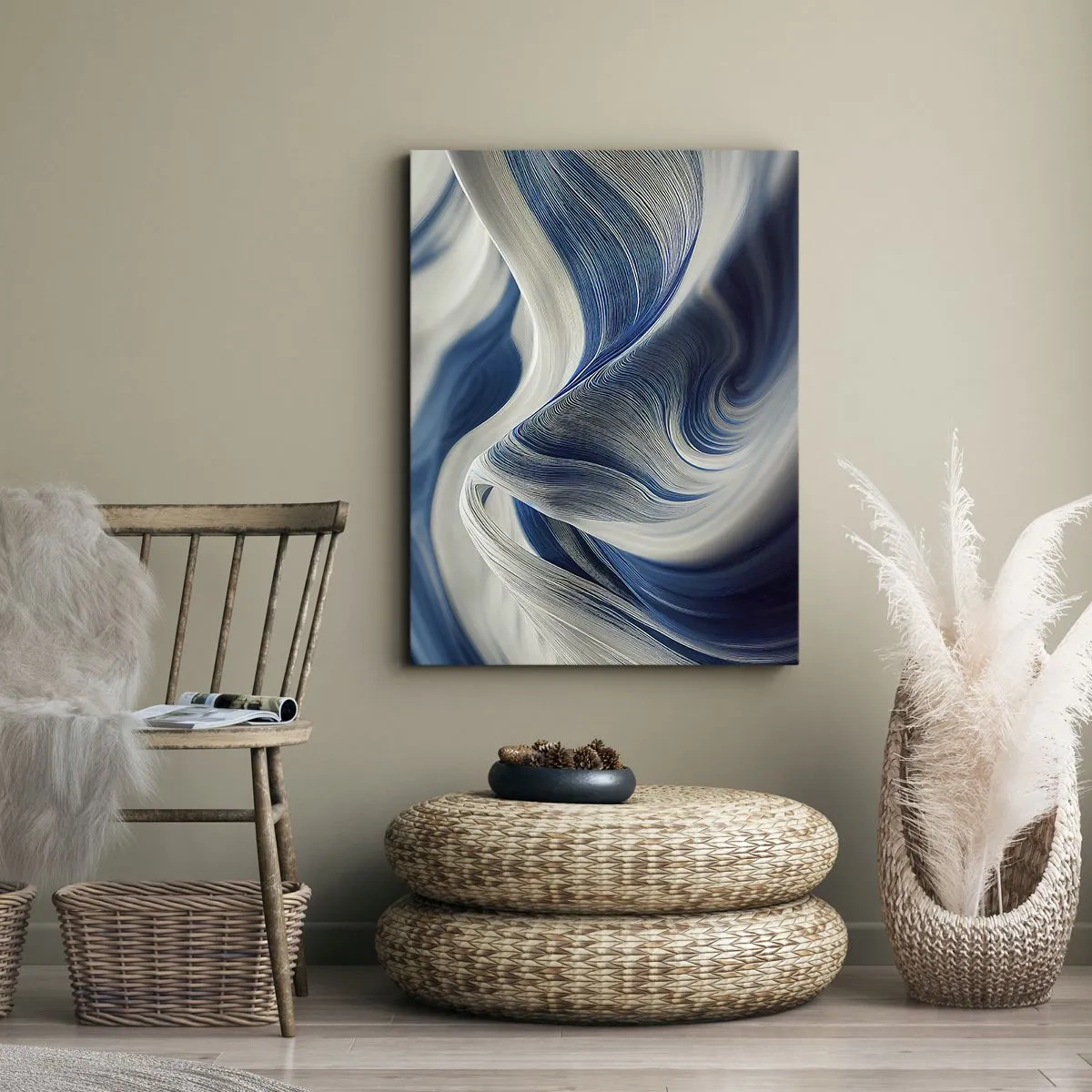 Canvas picture - Fluidity of Blue and White - 50x70 cm