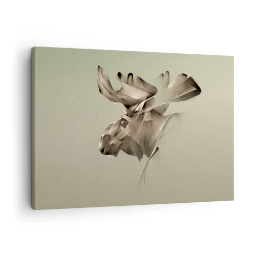 Canvas picture - An abstract image of a moose on a minimalist background - 70x50cm - Gentle Power of Quietness - Modern wall decoration for the living room and bedroom ARTTOR