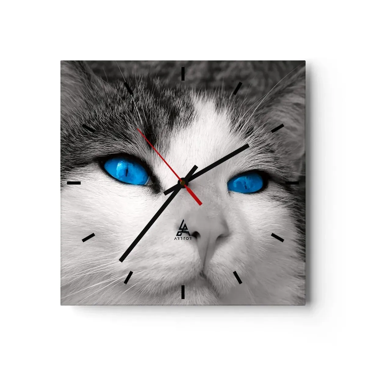 Wall clock - Clock on glass - Extremely Blue-eyed - 40x40 cm