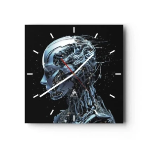 Wall clock - Clock on glass - Technology Is a Woman - 40x40 cm