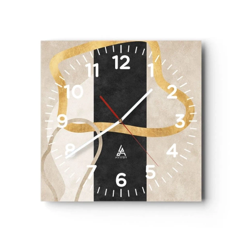 Wall clock - Clock on glass - Shapes in Loops - 40x40 cm