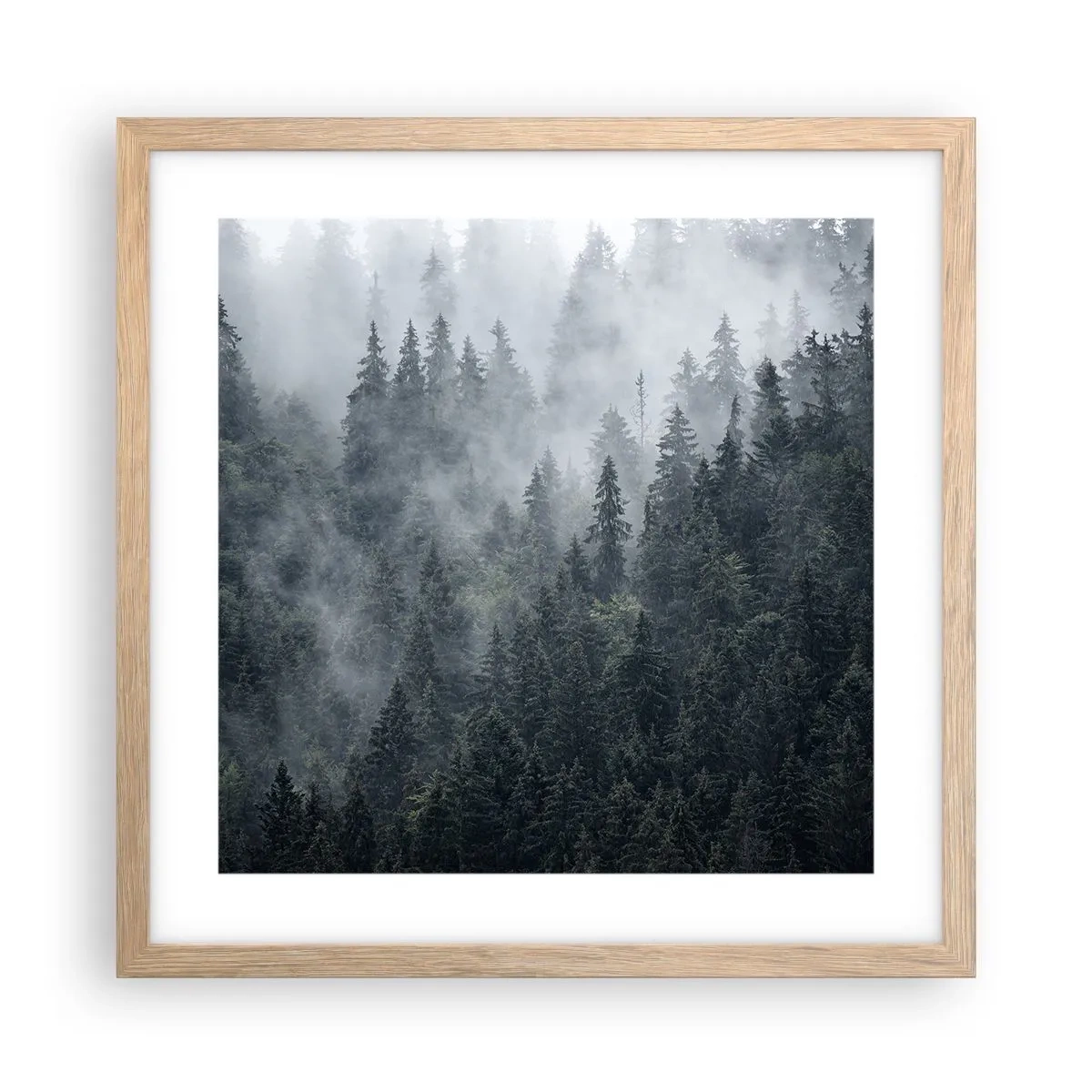 Poster in light oak frame - Forest World - 40x40 cm