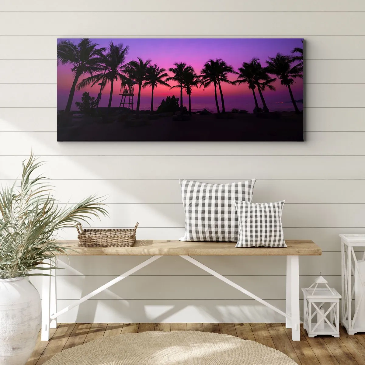 Canvas picture - Evening under the Palms - 90x30 cm