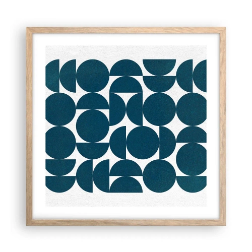 Poster in light oak frame - Circles and Semicircles - 50x50 cm